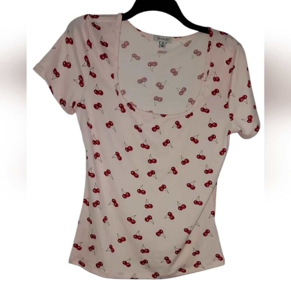 Orange Kiss Cherries Pink Shirt